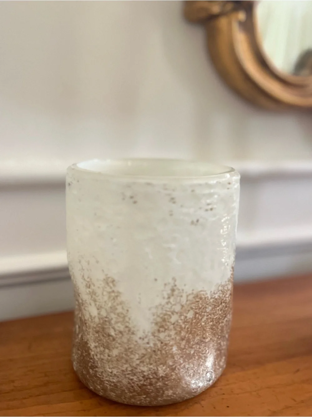 Hand-Blown Vase Glass White & Gold
